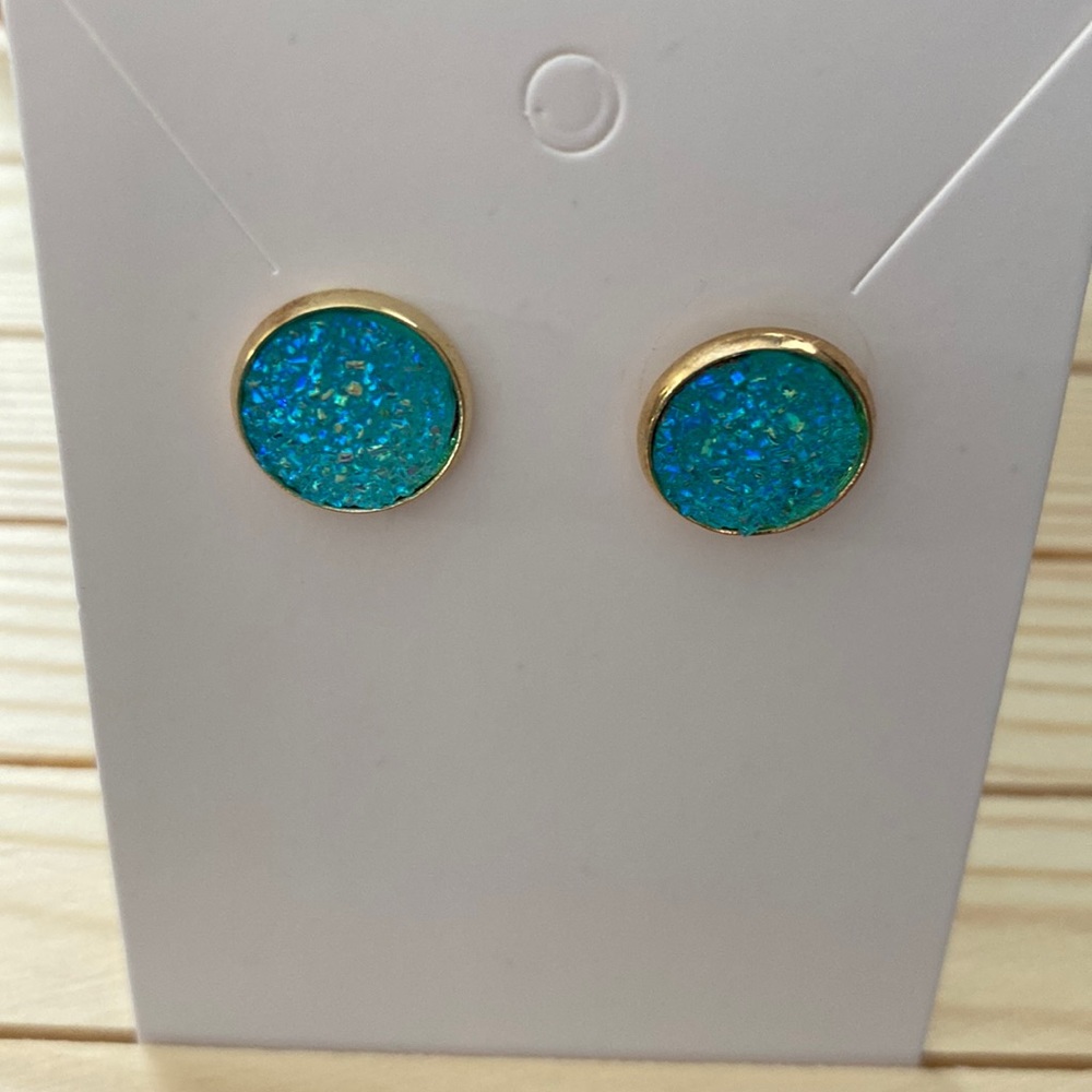 Iridescent blue earrings